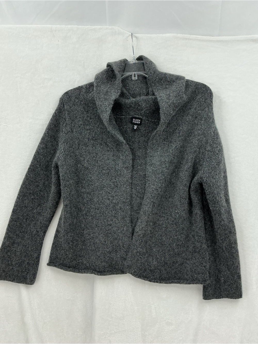 Eileen Fisher Charcoal Gray Open-Front Wool Blend Cardigan 1170